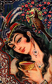 Rubaiyat, Persian book illustration, detail