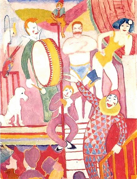 August Macke. Sirkus. Fargemanipulert bilete fr� ei kunstbok.
