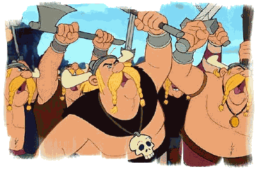 TEIKNING AV ALBERT UDERZO, FR&Aring; ASTERIX OG VIKINGANE