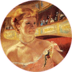 Mary Casatt. Woman with a Pearl Necklace in a Loge. 1879. Detail