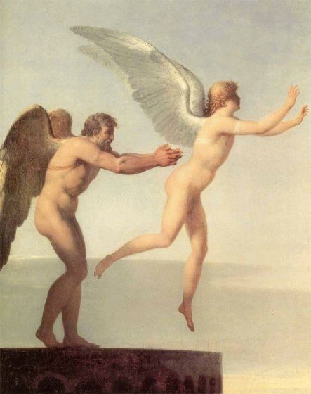 Daedalus and Ikaros, father and son, fronting Flying in the Air and Levitation