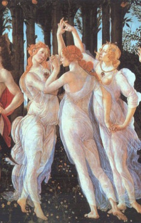 TAO-TE CHING, DAO DE JING, JAMES LEGGE - and Botticelli. Primavera, c. 1482. The detail of the Three Graces from the cleaned state of the painting here intimates Taos.