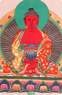 Buddha Amithaba in Tibetan Buddhism, traditional Thangka painting