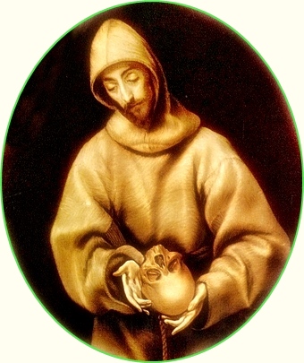 El Greco. Hl. Franziskus und Bruder Leo, über den Tod meditierend. Modified section.