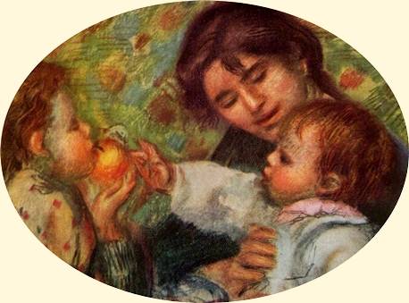 Pierre-Auguste Renoir. Portrait of Jean Renoir and Gabrielle with their Child. 1892-94. Section.