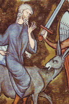 Balaam and his Ass. Detail from the Psalter of St. Louis; between 1252 and 1270.