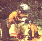 Utsnitt av Nederlandske ordtak av Pieter Brueghel den eldre.