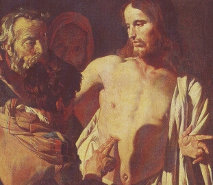 Gerrit van Honthorst. The Incredulity of St. Thomas. Ca. 1620. Central part.