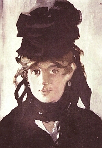 Manet. Portrait of Berthe Morisot with a Black Hat and Violets. 1872. Central part.
