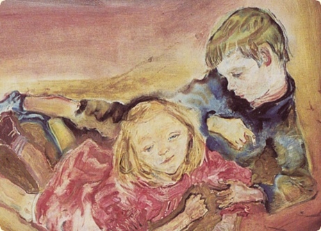 Oskar Kokoschka. Children Playing. Detail. 1909