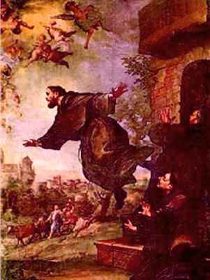 St. Joseph of Cupertino levitating and flying in the air as well