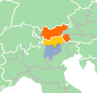 Tyrol, Tirol map from Wikimedia Commons. Modified