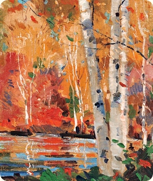 Norwegian American Jonas Lie (1880-1940): Birches in Autumn. Mod. section.
