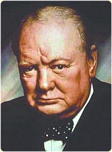 WINSTON CHURCHILL PORTRAIT. SECTION - fronting these Churchill quotations