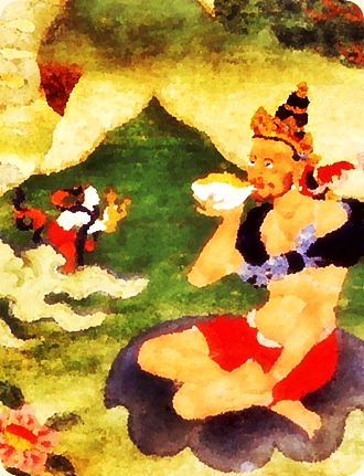 Naropa, old painting style. Section of a painting with more detail.